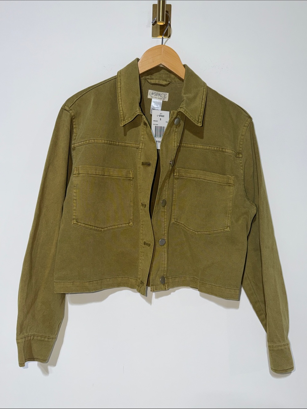 L*Space Cropped Olive Green Utility Jean Jacket size small NWT